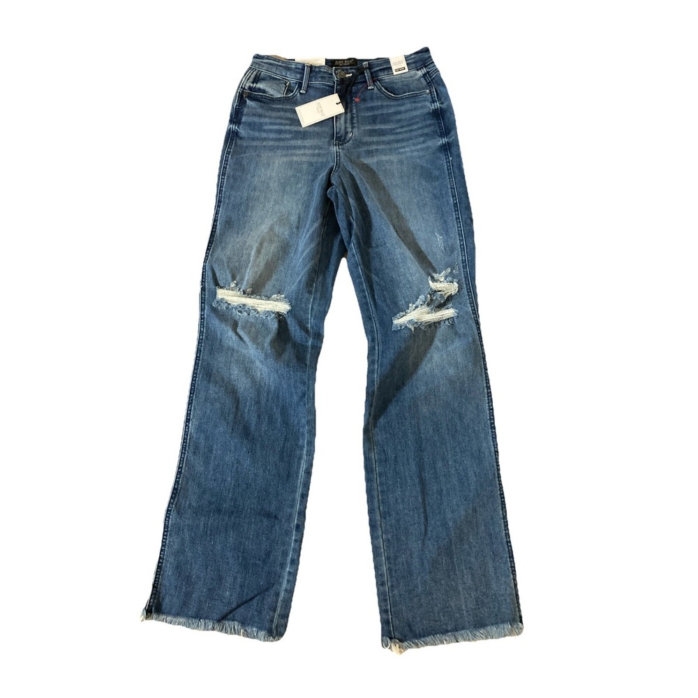 Judy Blue High Waisted‎ Knee Destroy Straight Leg Jeans Sz 7/28 New Blue Tonya